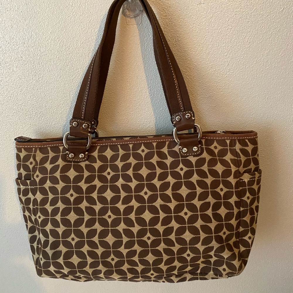 Fossil Bag Brown Tan Pattern Medium Sized - image 1